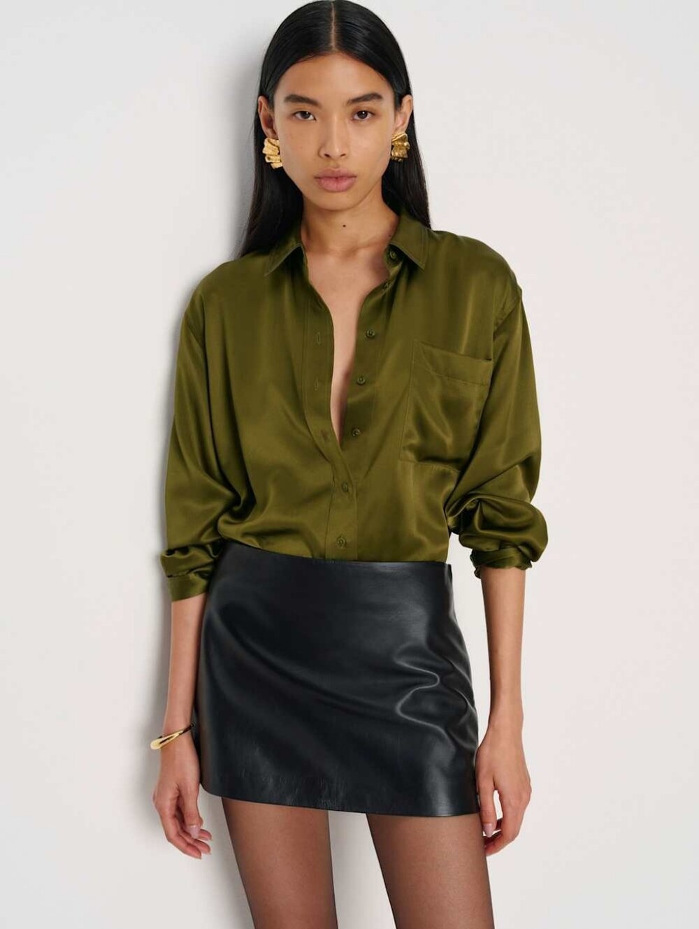 Reformation Eli Oversized Silk Shirt Size Small